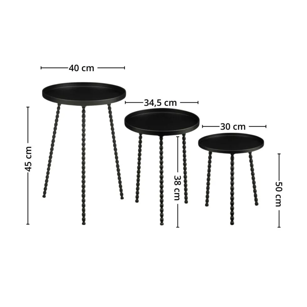 Salvo sidebord sett med 3 bord sort