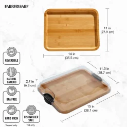Serveringsbrett i bambus med lokk 28 x 35,3 cm