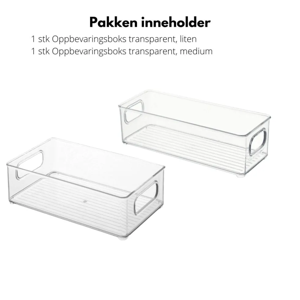 Sett med oppbevaringsbokser transparent