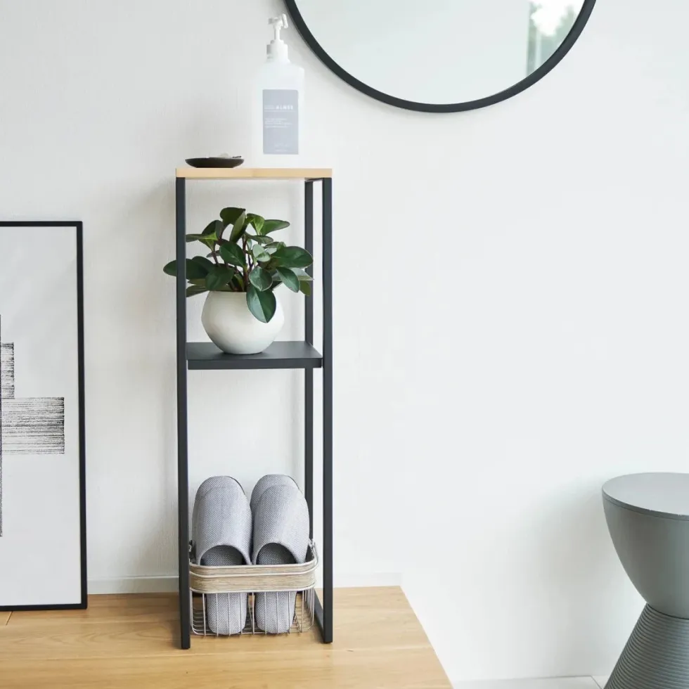 Sidebord med hylle sort 80 x 25 cm