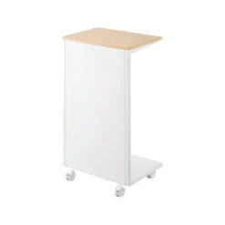 Sidebord med treplate og hjul hvit 55 x 31 cm