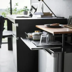 Sidebord med treplate og uttrekkbar hylle sort 53 x 45 x 66,8 cm