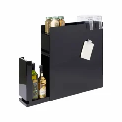 Skyvbar krydderhylle sort magnetisk 50 x 52,5 cm