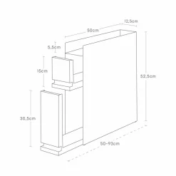 Skyvbar krydderhylle sort magnetisk 50 x 52,5 cm
