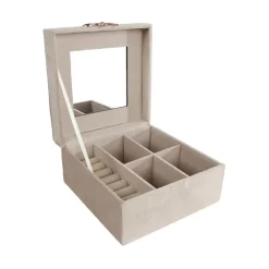 Smykkeskrin velur med speil 25 x 16 x 8 cm