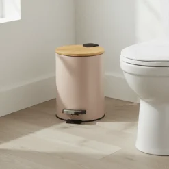 Søppelbøtte 3 liter metall/bambus beige
