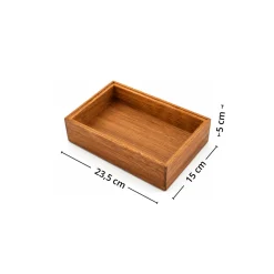 Stabelbar organiseringsbrett i tre/akasie 23,5 x 15 x 5 cm