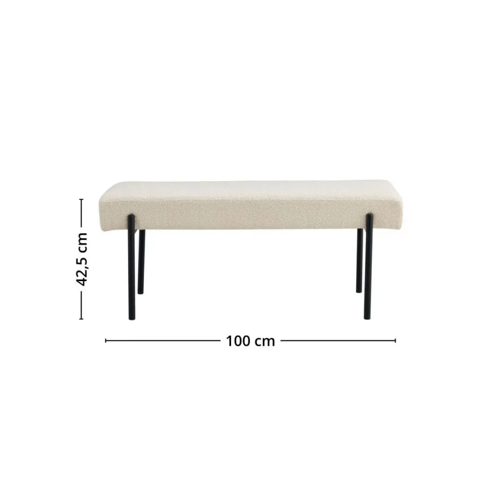 Swindon benk bouclé hvit 100 cm