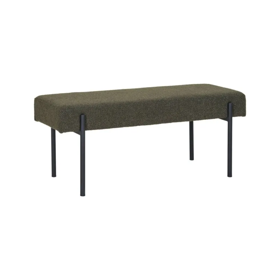 Swindon benk bouclé mørk grønn 100 cm