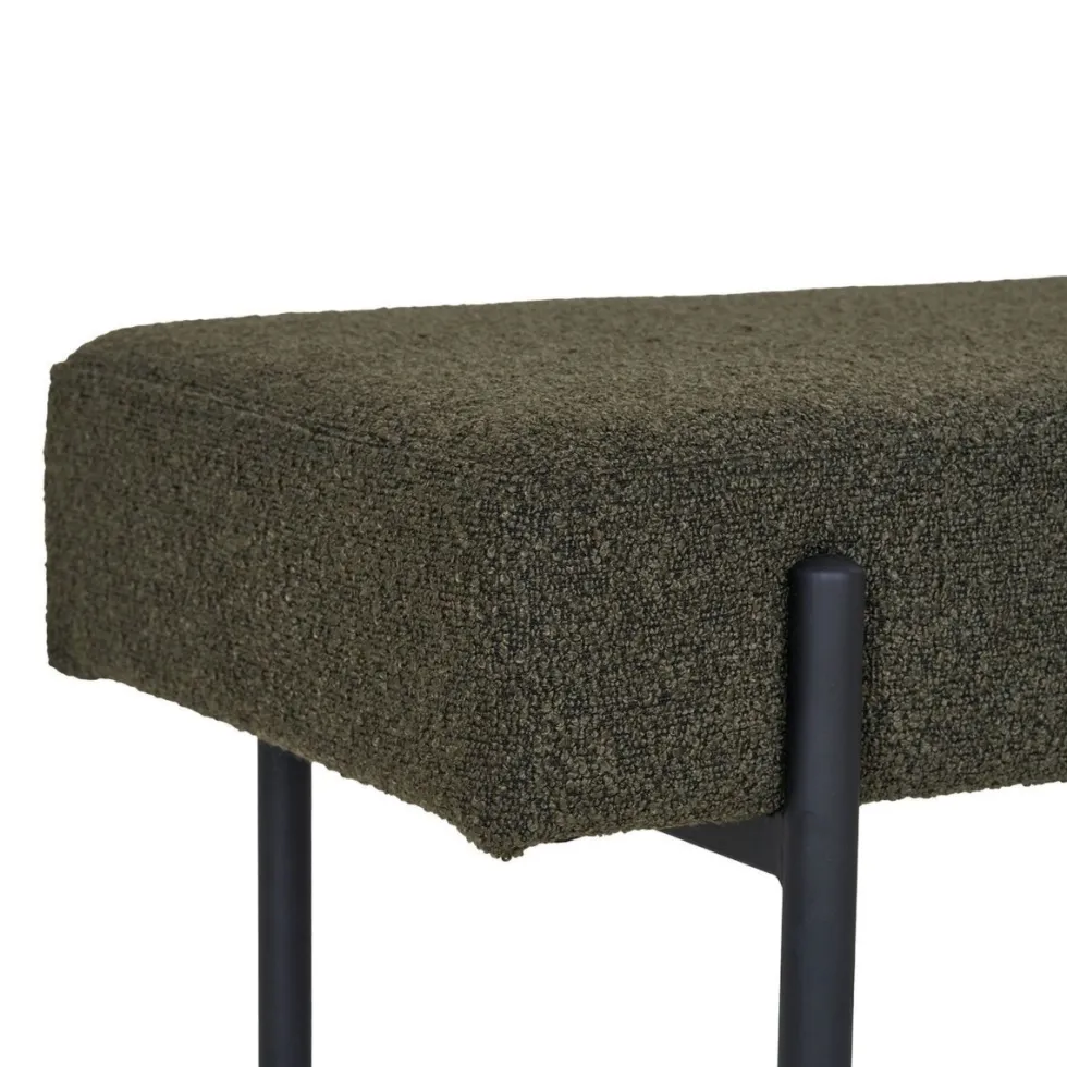 Swindon benk bouclé mørk grønn 100 cm