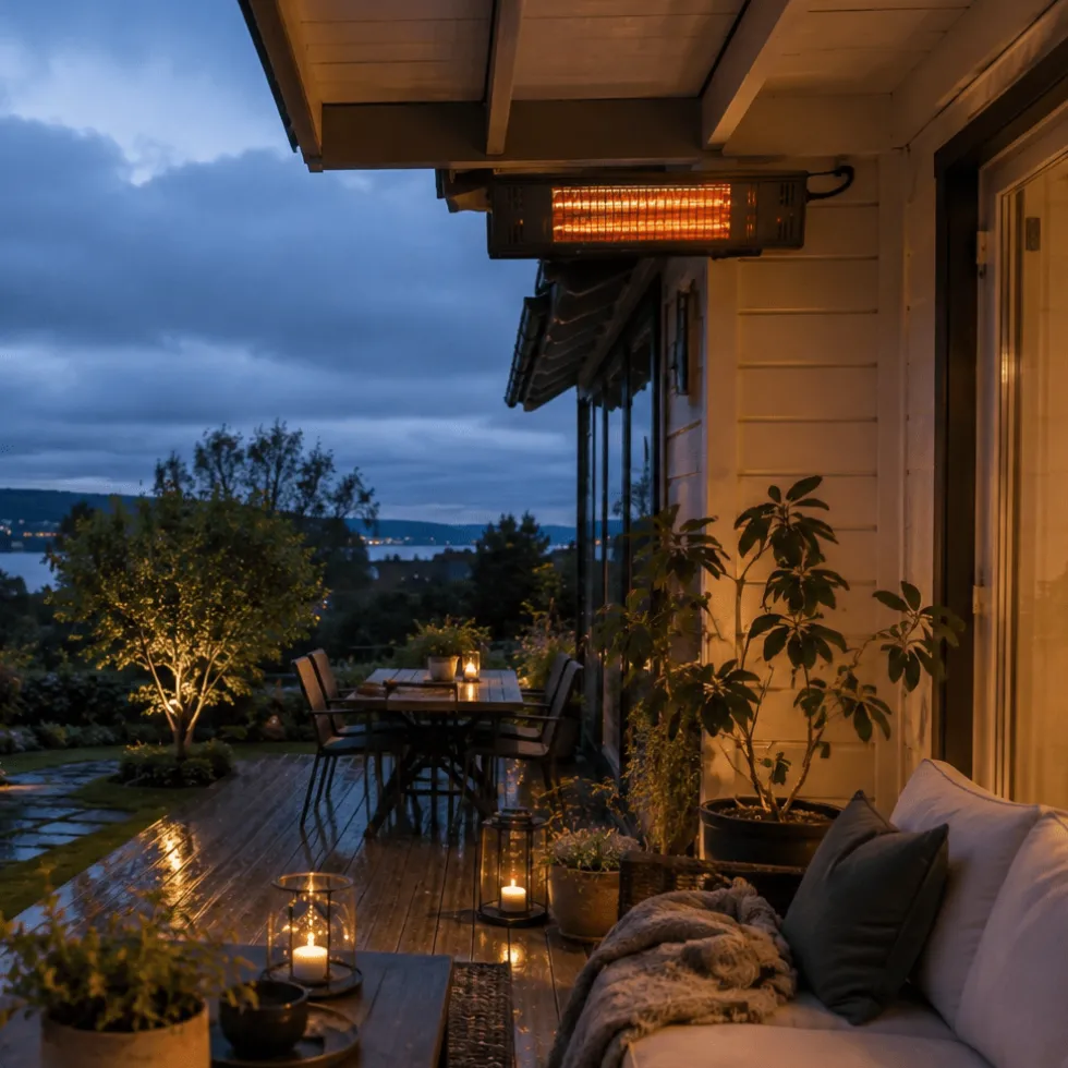 Terrassevarmer for vegg 1500 watt Sort