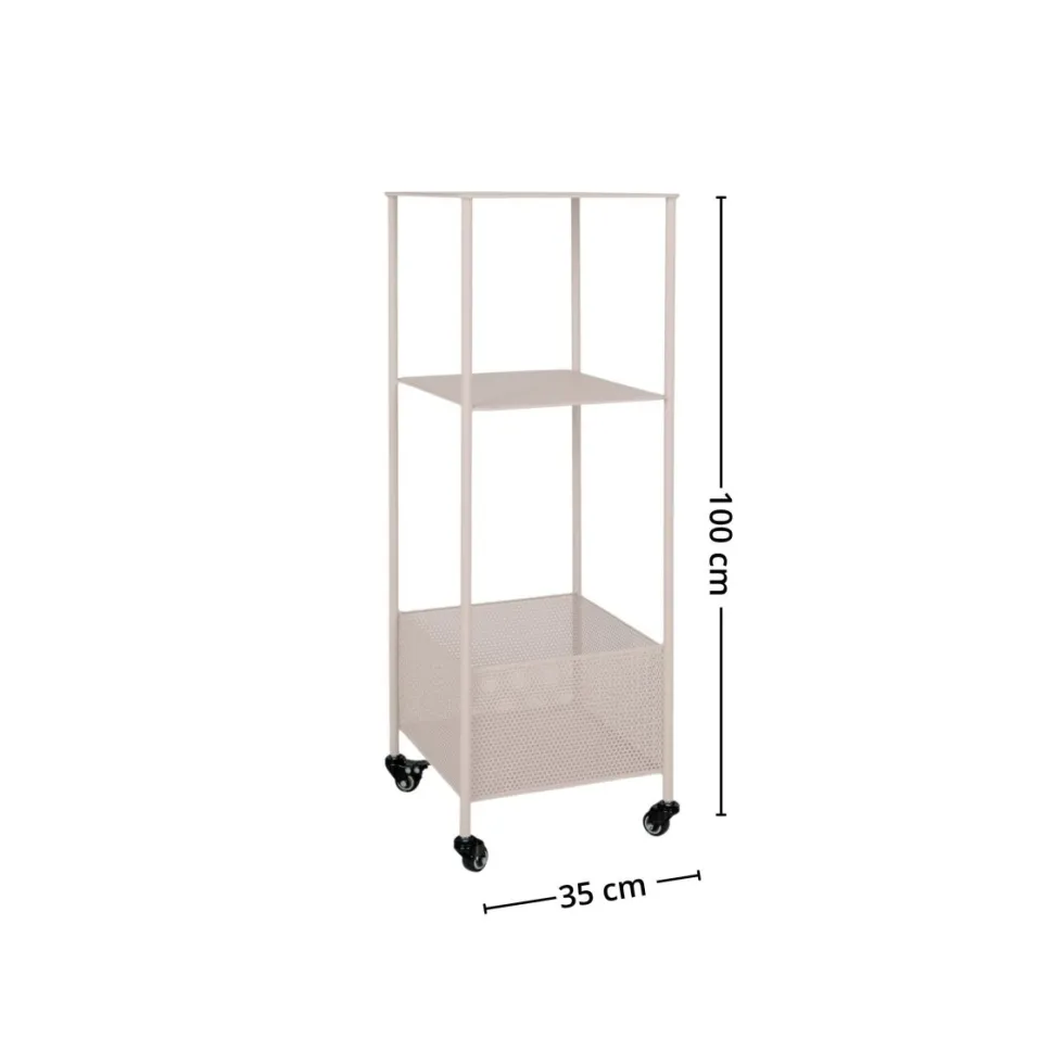 Torres vogn med tre hyller 35 x 35 x 100 cm, sand