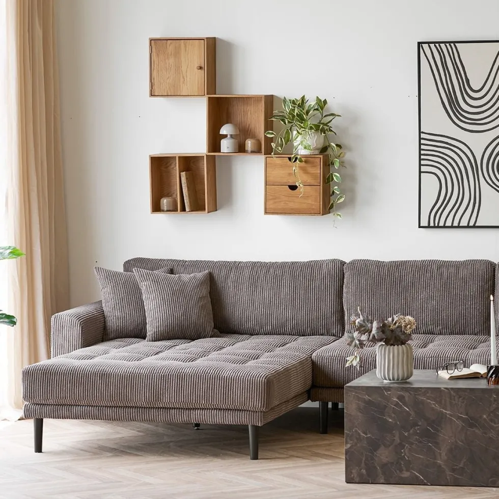 Townsville vegghylle med skuffer eik 18 x 30 x 30 cm