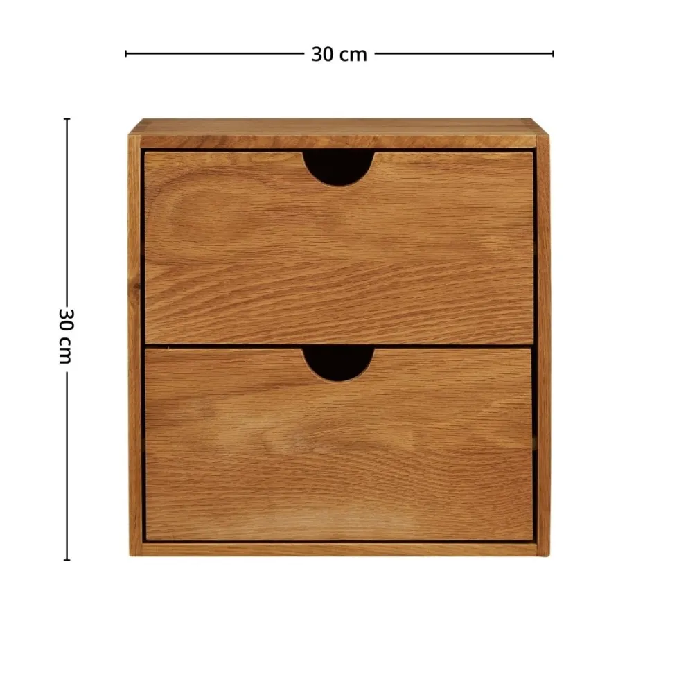 Townsville vegghylle med skuffer eik 18 x 30 x 30 cm