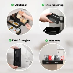 Uttrekkbar hylle medium sort