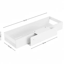 Uttrekkbar hylle smal hvit 35 x 12,5 cm