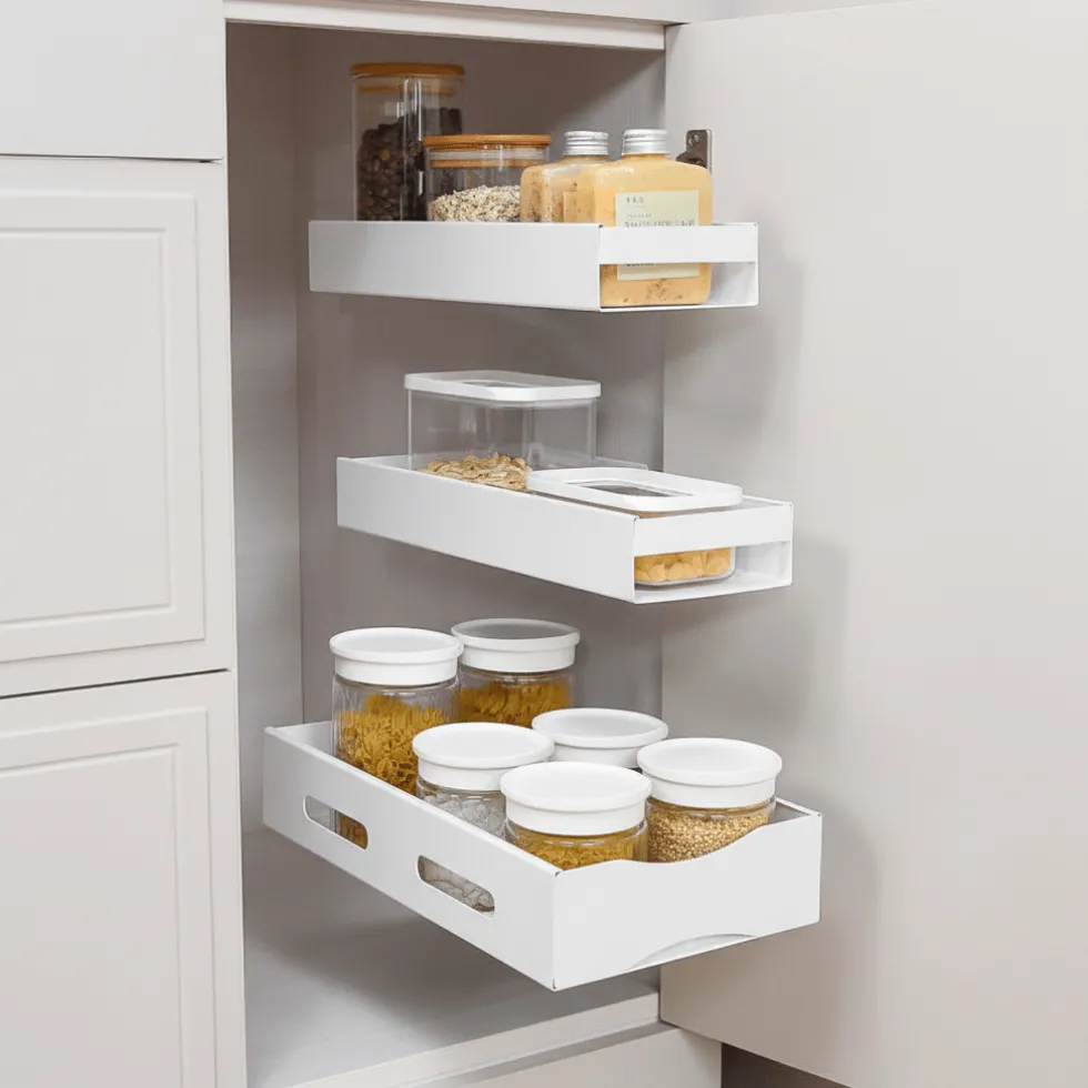 Uttrekkbar hylle smal hvit 35 x 12,5 cm