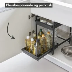 Uttrekkbar oppbevaringshylle sort 42 x 30 x 42 cm