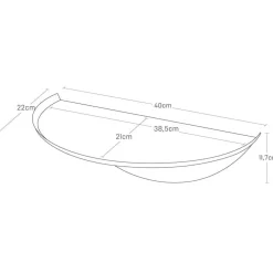 Vegghylle halvrund sort 40 cm