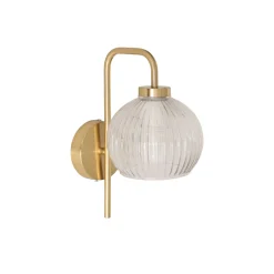Vegglampe Krys med rillet glass gull 30 cm