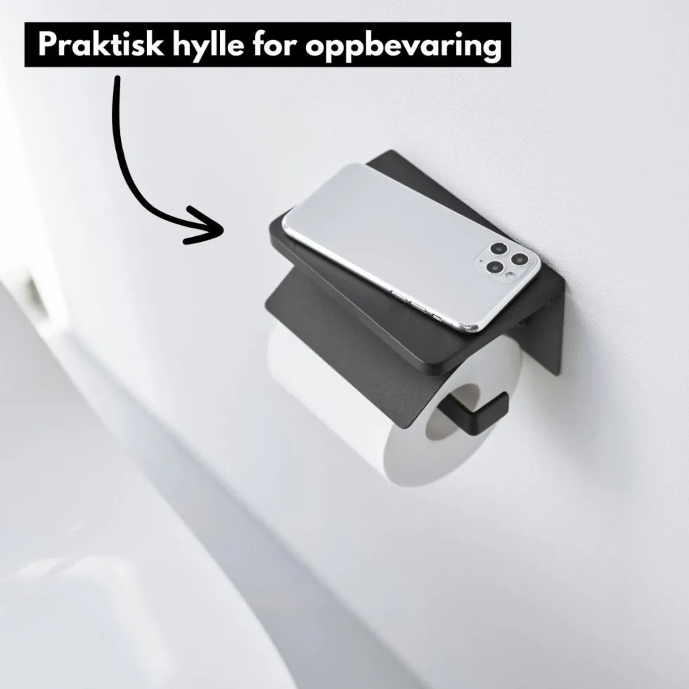 Veggmontert toalettpapirholder sort