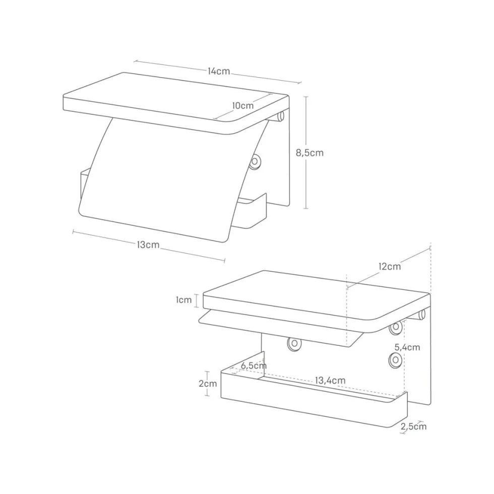 Veggmontert toalettpapirholder sort