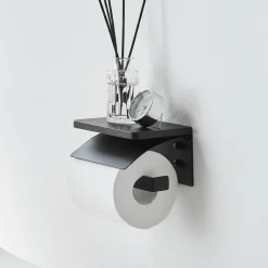 Veggmontert toalettpapirholder sort
