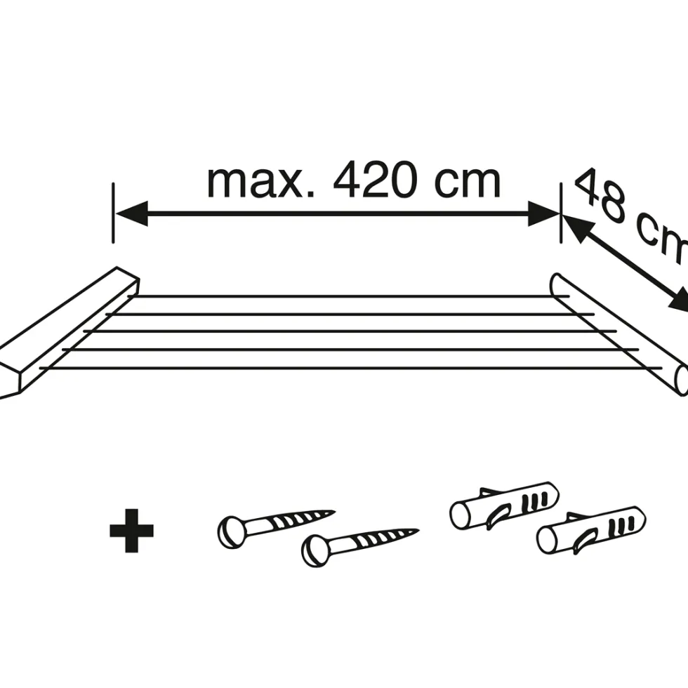 Veggmontert tørkestativ Rollfix 210 Longline