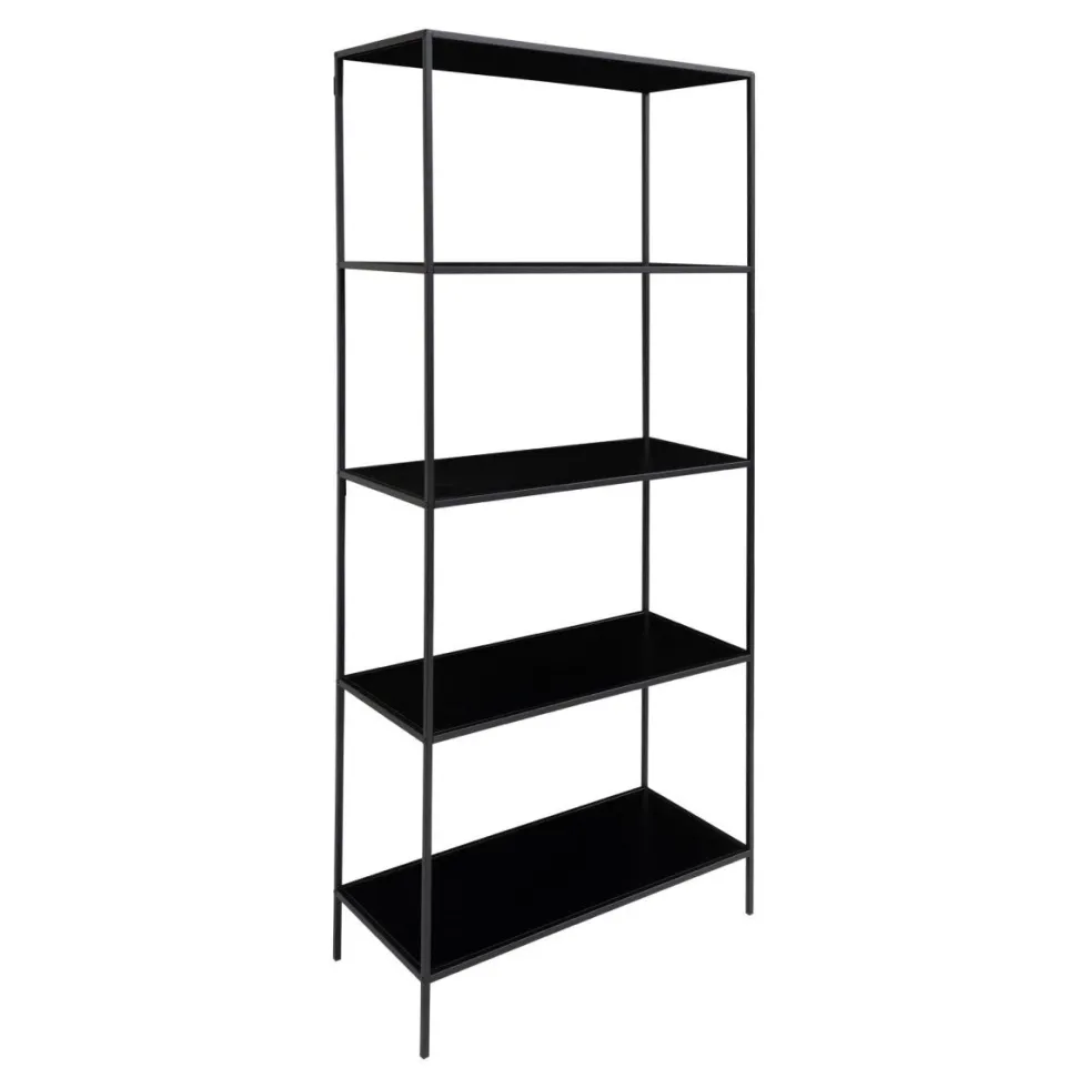 Vita bokhylle 5 hyller sort 80 x 36 x 170 cm