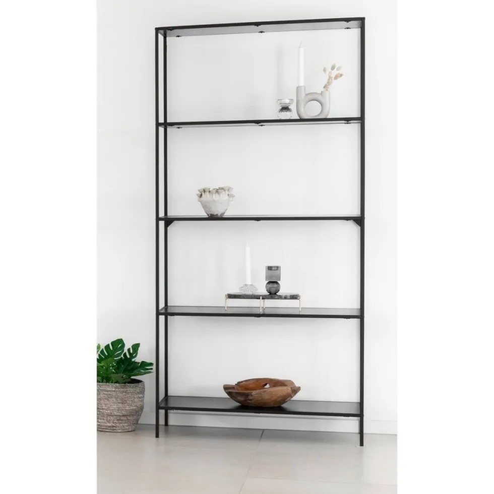 Vita bokhylle 5 hyller sort 80 x 36 x 170 cm