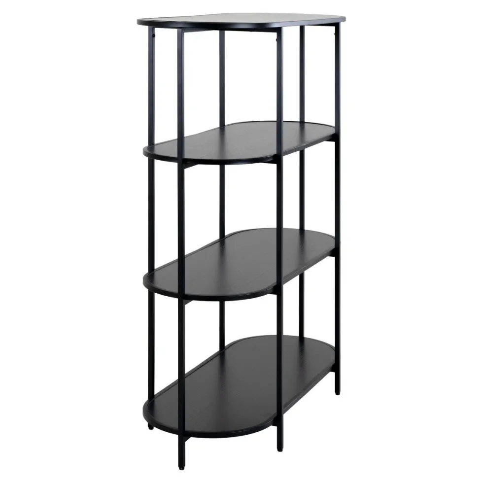 Vita oval bokhylle 4 hyller sort 85x36x111 cm
