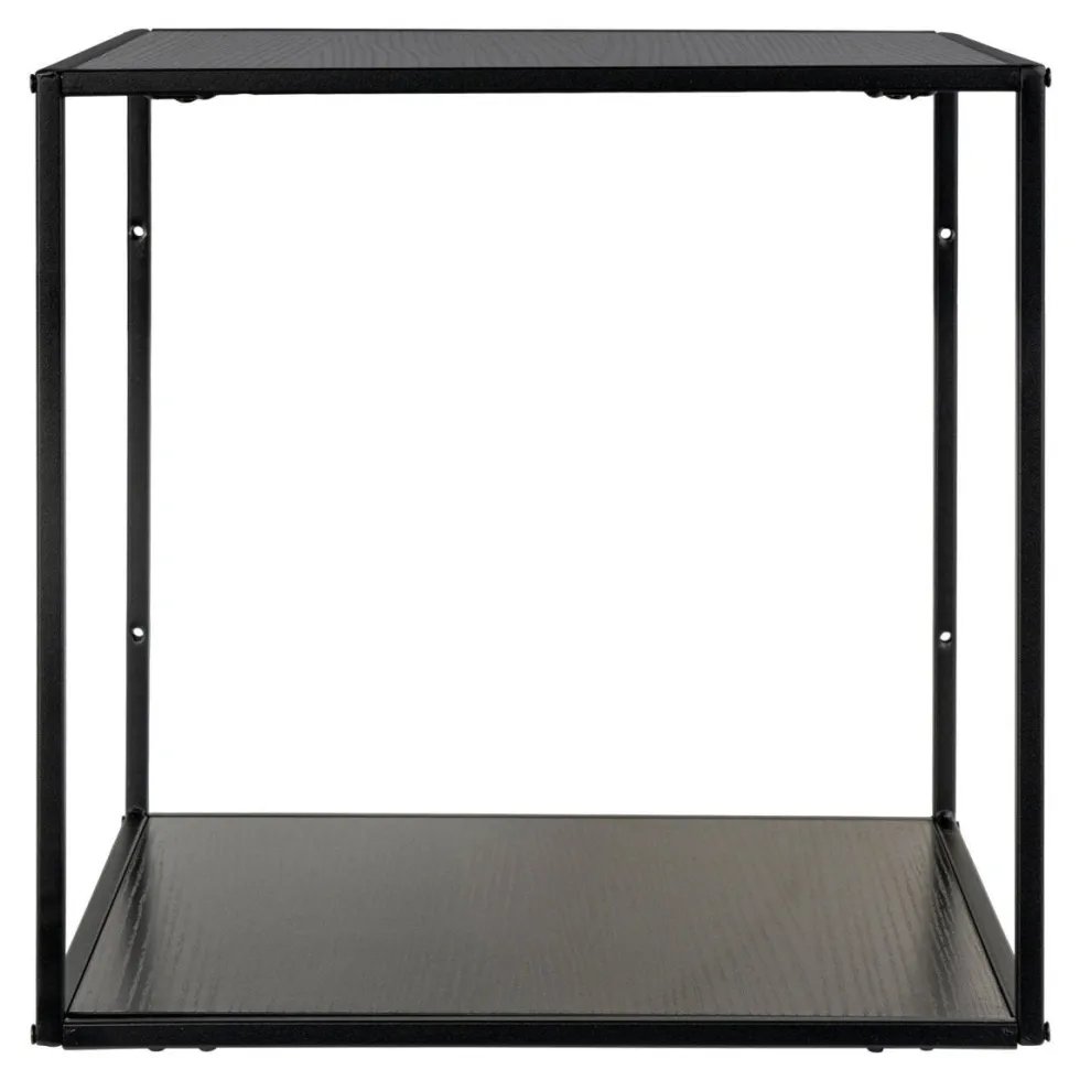 Vita vegghylle svart sort ramme 36 x 36 cm