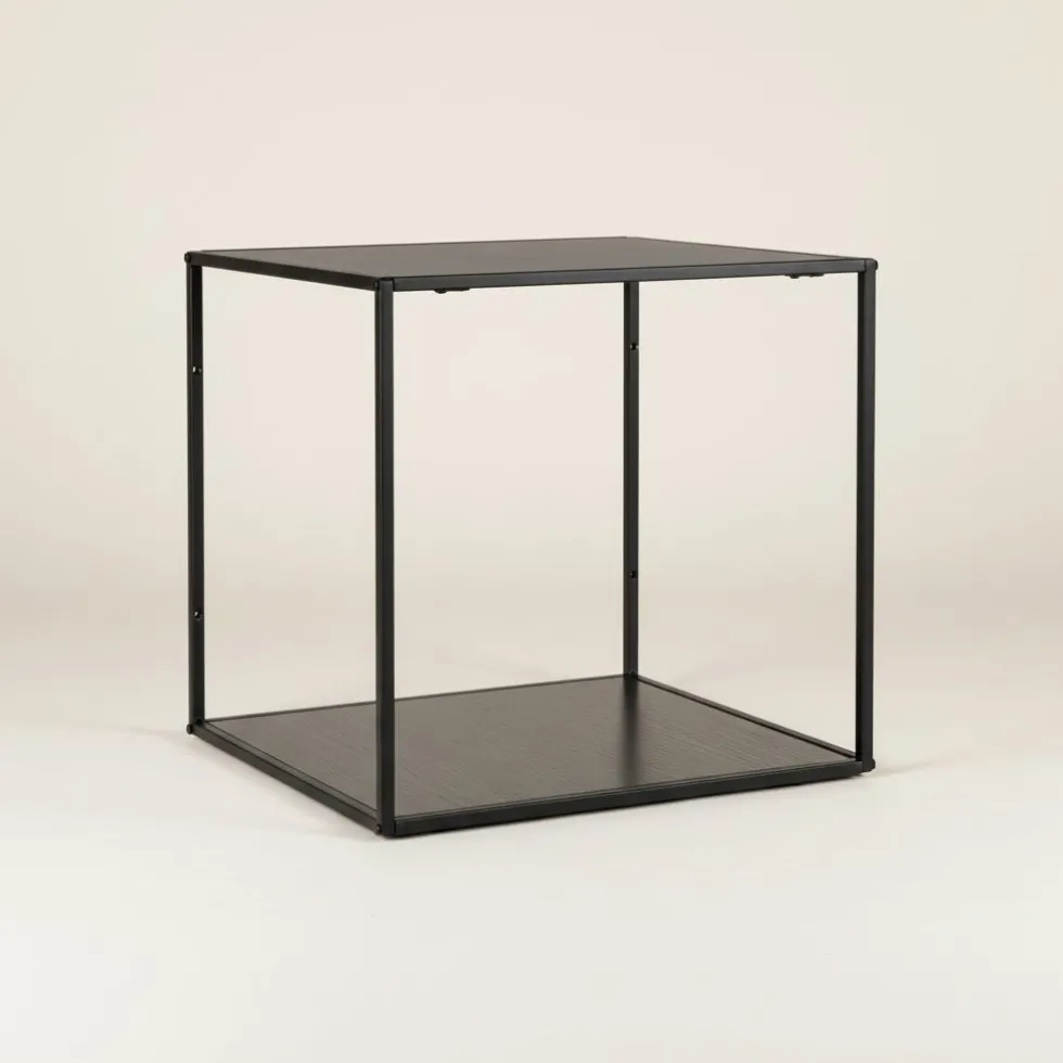 Vita vegghylle svart sort ramme 36 x 36 cm
