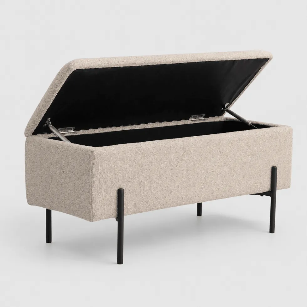 Watford oppbevaringsbenk bouclé beige 95 x 36,5 x 43 cm