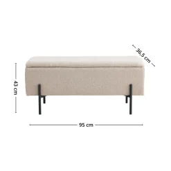 Watford oppbevaringsbenk bouclé beige 95 x 36,5 x 43 cm